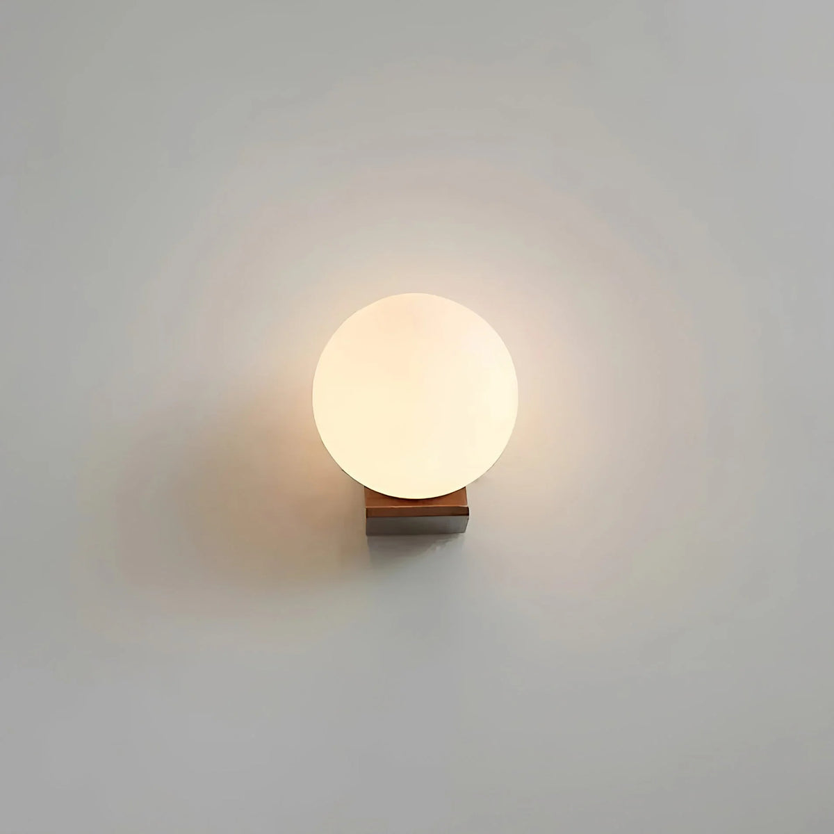 Wall Lamp Opal Glass Globe Walnut & Ash Dimmable