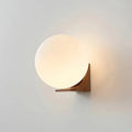 Wall Lamp Opal Glass Globe Walnut & Ash Dimmable