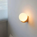 Wall Lamp Opal Glass Globe Walnut & Ash Dimmable