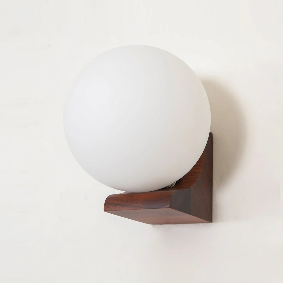 Wall Lamp Opal Glass Globe Walnut & Ash Dimmable