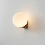Wall Lamp Opal Glass Globe Walnut & Ash Dimmable