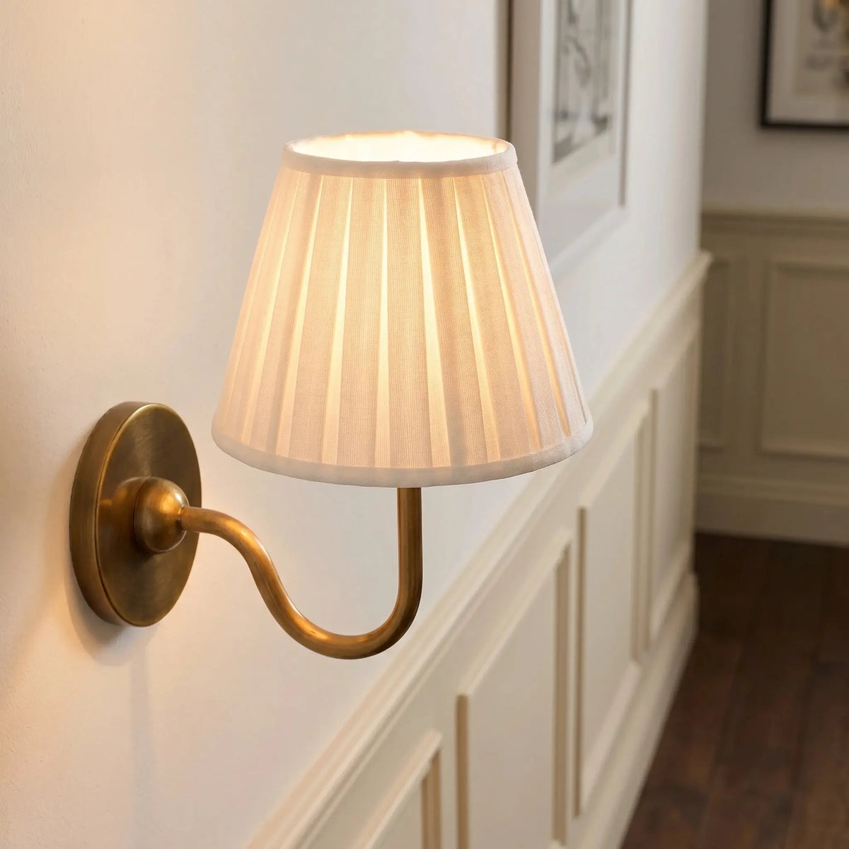 Wall Lamp Pleated Linen Shade Warm Ambient Light