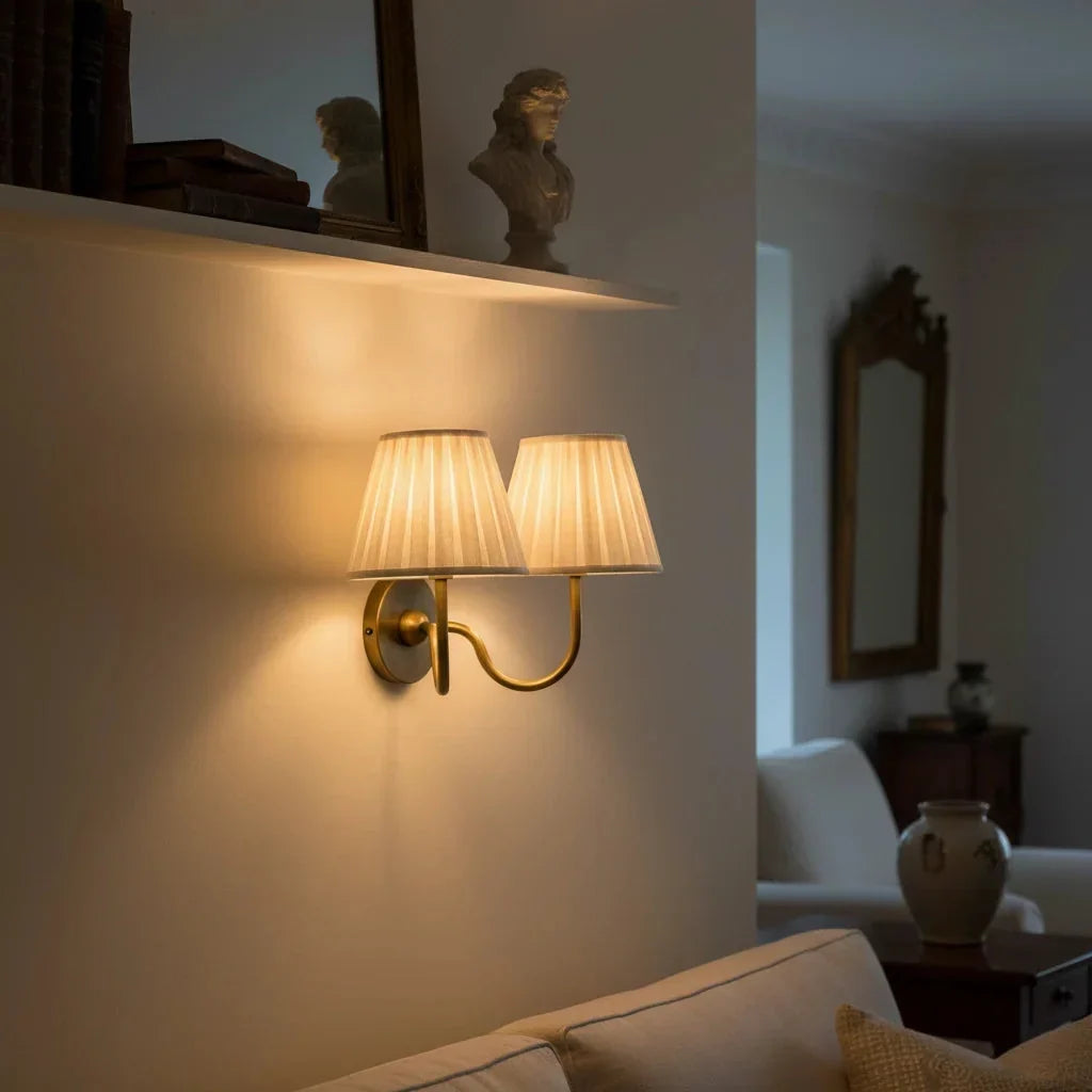 Wall Lamp Pleated Linen Shade Warm Ambient Light