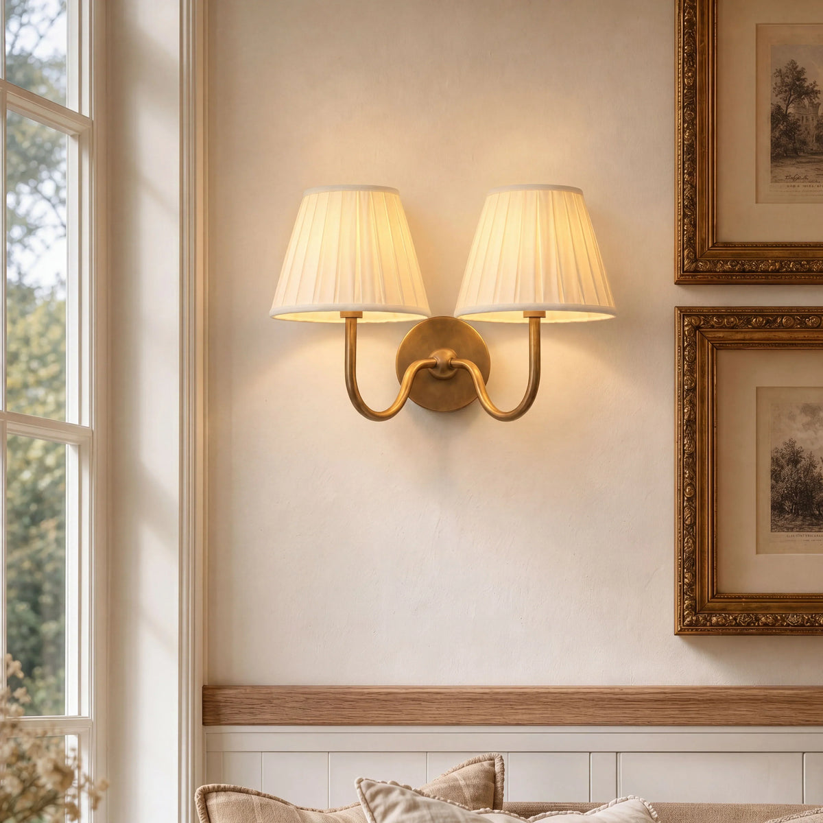 Wall Lamp Pleated Linen Shade Warm Ambient Light