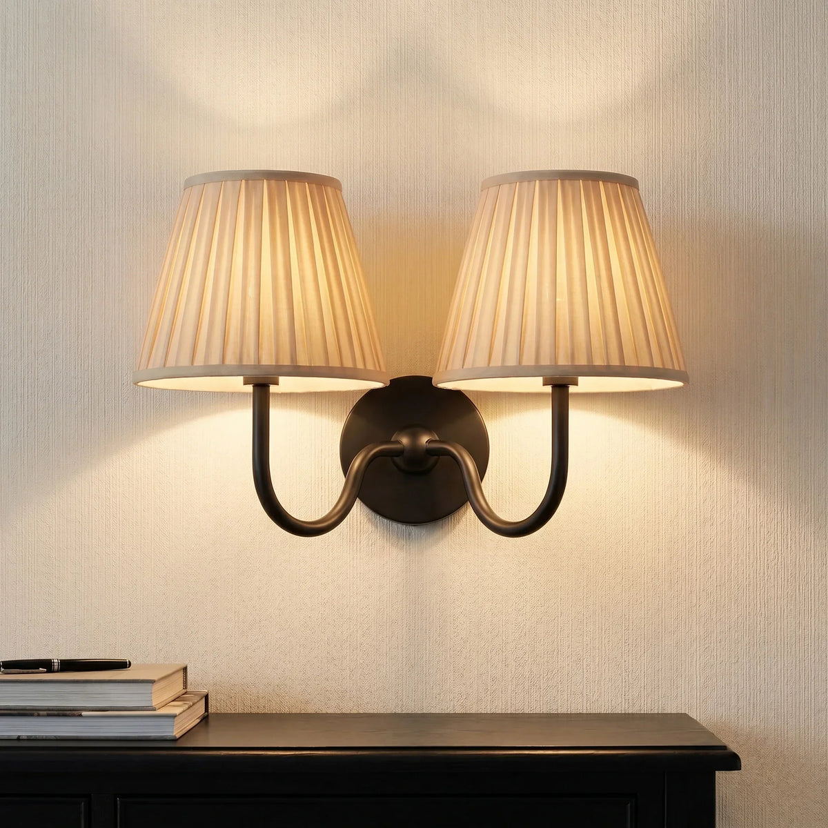 Wall Lamp Pleated Linen Shade Warm Ambient Light