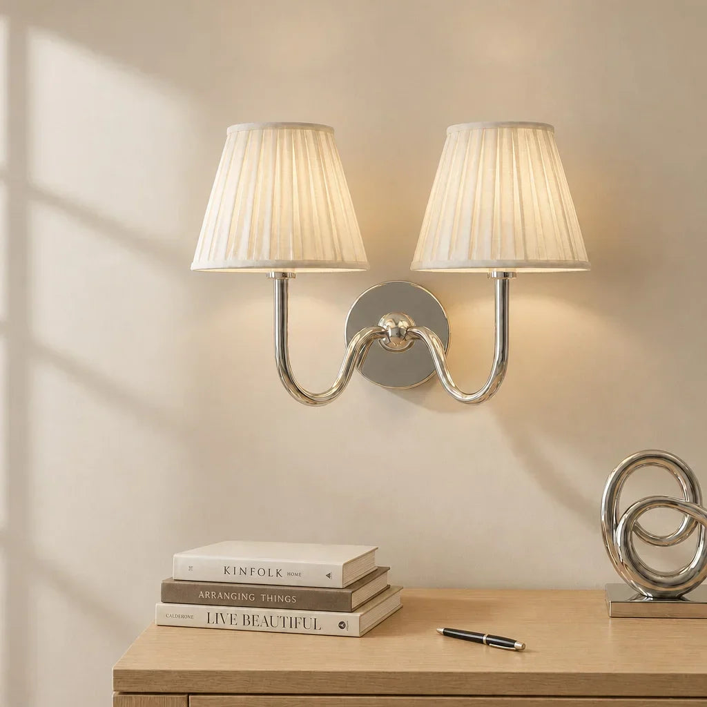 Wall Lamp Pleated Linen Shade Warm Ambient Light