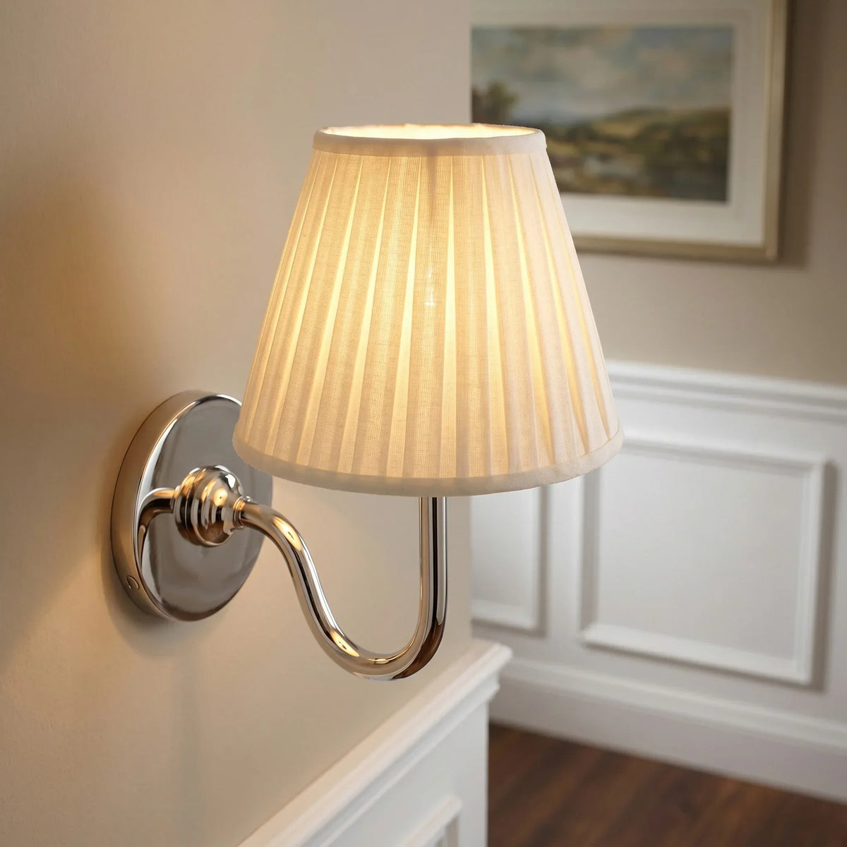 Wall Lamp Pleated Linen Shade Warm Ambient Light