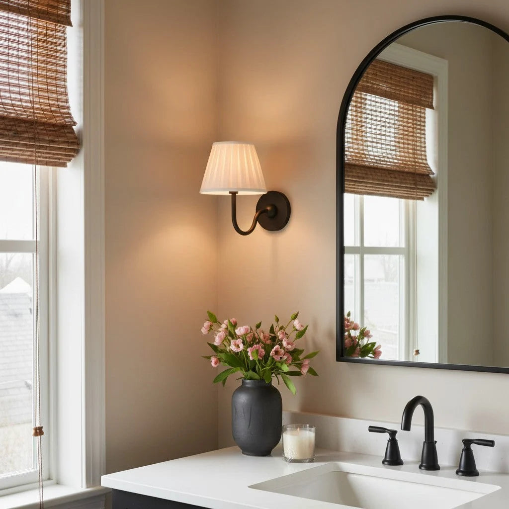 Wall Lamp Pleated Linen Shade Warm Ambient Light