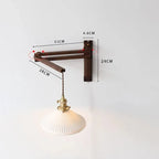 Wall Lamp Plug-In Adjustable Wood Arm & Ceramic Shade