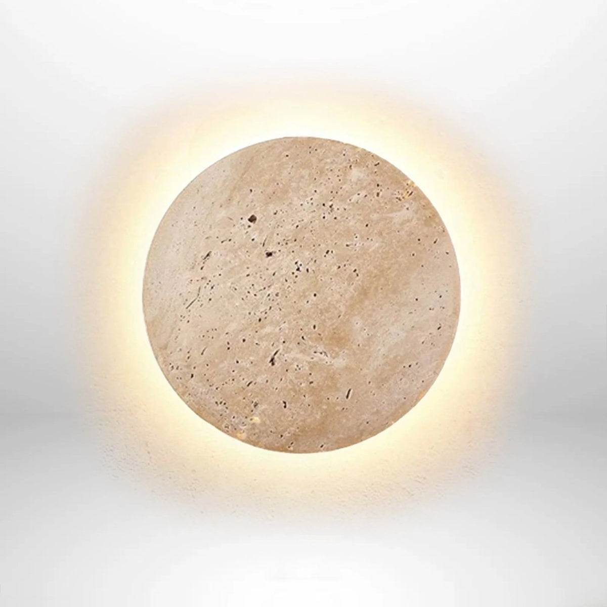 Wall Lamp Round Travertine Backlit