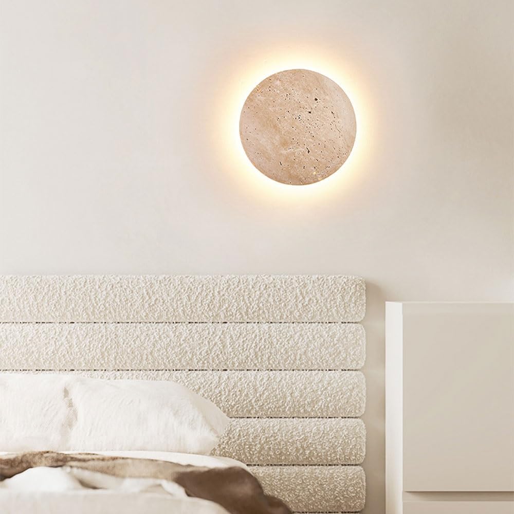 Wall Lamp Round Travertine Backlit
