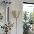 Wall Lamp Scalloped Linen Shade Hardwired & Plug-In