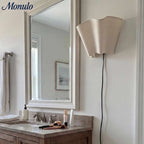 Wall Lamp Scalloped Linen Shade Hardwired & Plug-In