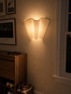 Wall Lamp Scalloped Linen Shade Hardwired & Plug-In