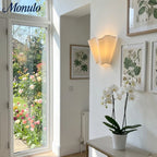 Wall Lamp Scalloped Linen Shade Hardwired & Plug-In