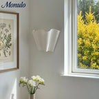 Wall Lamp Scalloped Linen Shade Hardwired & Plug-In