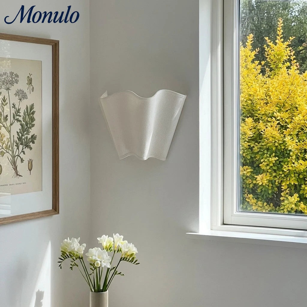 Wall Lamp Scalloped Linen Shade Hardwired & Plug-In