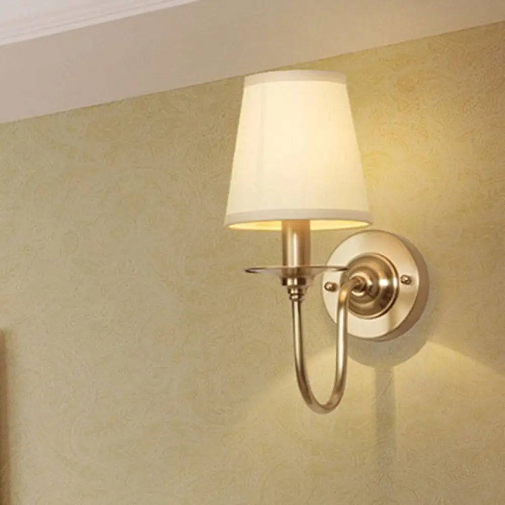 Wall Lamp Scandinavian Gold Swivel Arm Fabric Shade