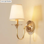 Wall Lamp Scandinavian Gold Swivel Arm Fabric Shade