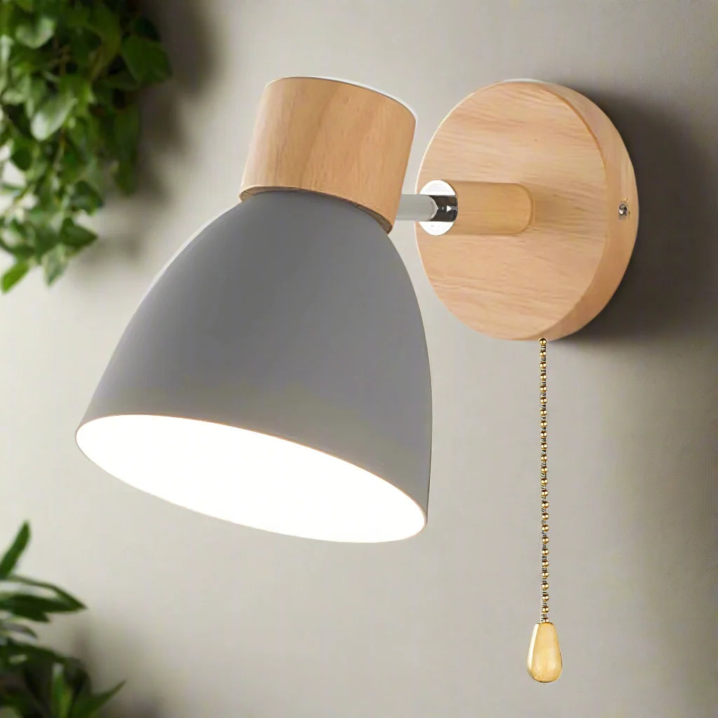 Wall Lamp Scandinavian Natural Wood & Metal Warm Light