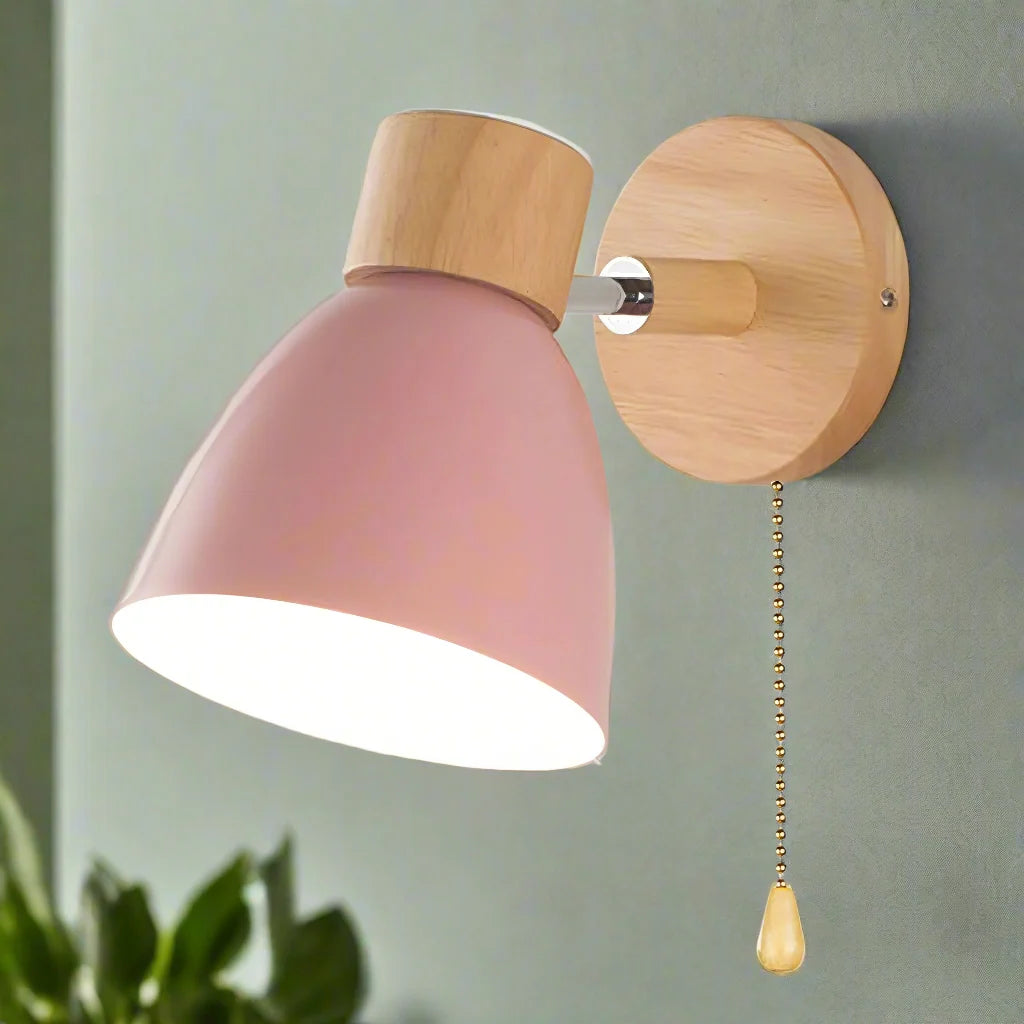Wall Lamp Scandinavian Natural Wood & Metal Warm Light