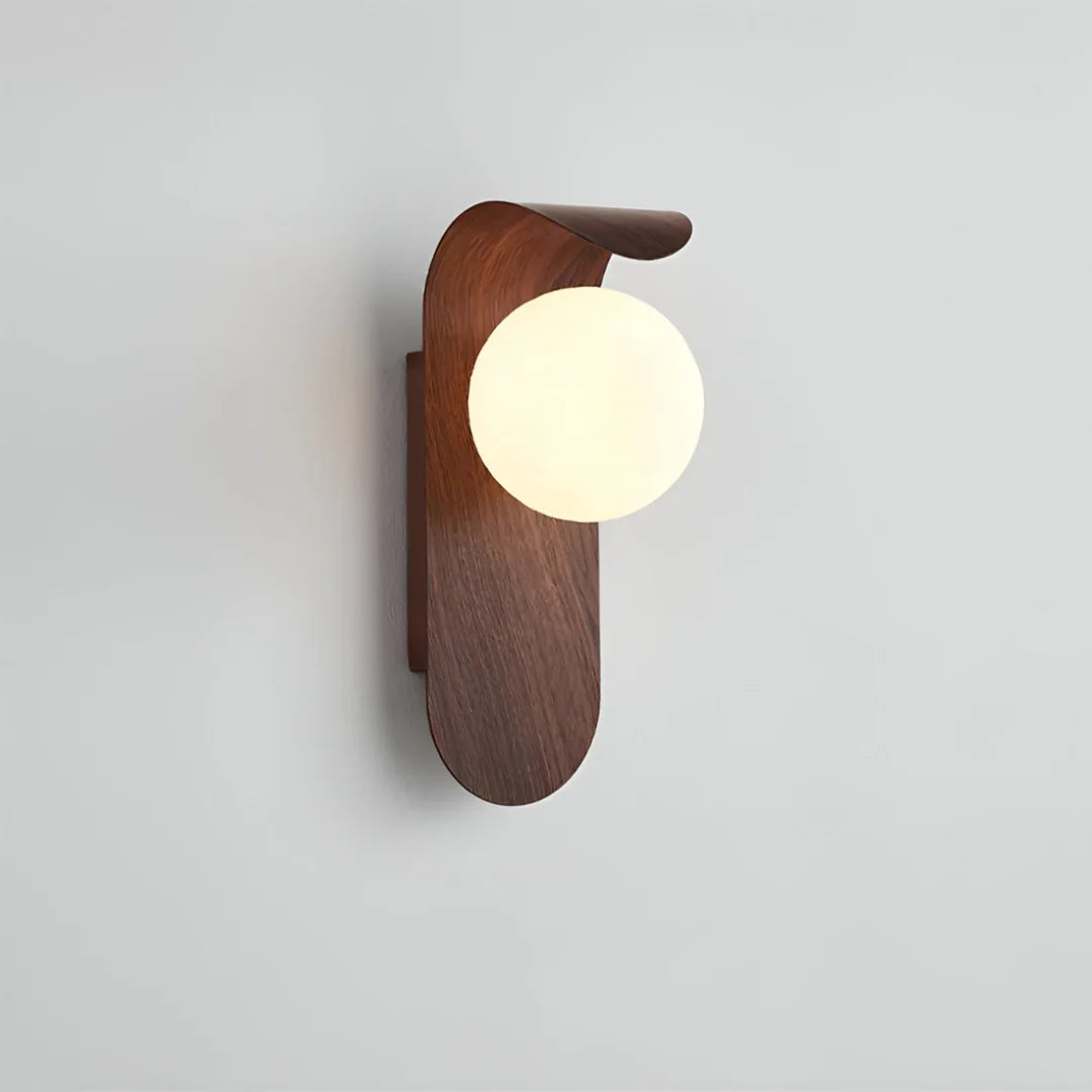 Wall Lamp Scandinavian Wood Globe & Integrated LED