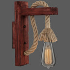 Wall Lamp Scandinavian Wood & Metal Rope Arm