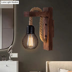 Wall Lamp Scandinavian Wood & Metal Rope Arm