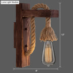 Wall Lamp Scandinavian Wood & Metal Rope Arm