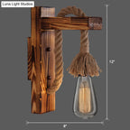Wall Lamp Scandinavian Wood & Metal Rope Arm