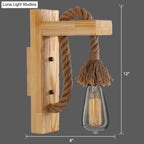 Wall Lamp Scandinavian Wood & Metal Rope Arm