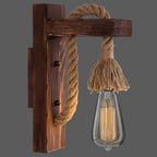 Wall Lamp Scandinavian Wood & Metal Rope Arm