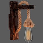 Wall Lamp Scandinavian Wood & Metal Rope Arm