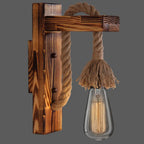 Wall Lamp Scandinavian Wood & Metal Rope Arm