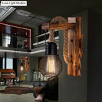 Wall Lamp Scandinavian Wood & Metal Rope Arm