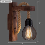 Wall Lamp Scandinavian Wood & Metal Rope Arm