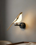 Wall Lamp Sculptural Bird Frosted Glass & Gold Finish