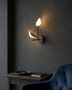 Wall Lamp Sculptural Bird Frosted Glass & Gold Finish