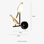 Wall Lamp Sculptural Bird Frosted Glass & Gold Finish