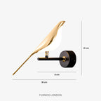 Wall Lamp Sculptural Bird Frosted Glass & Gold Finish