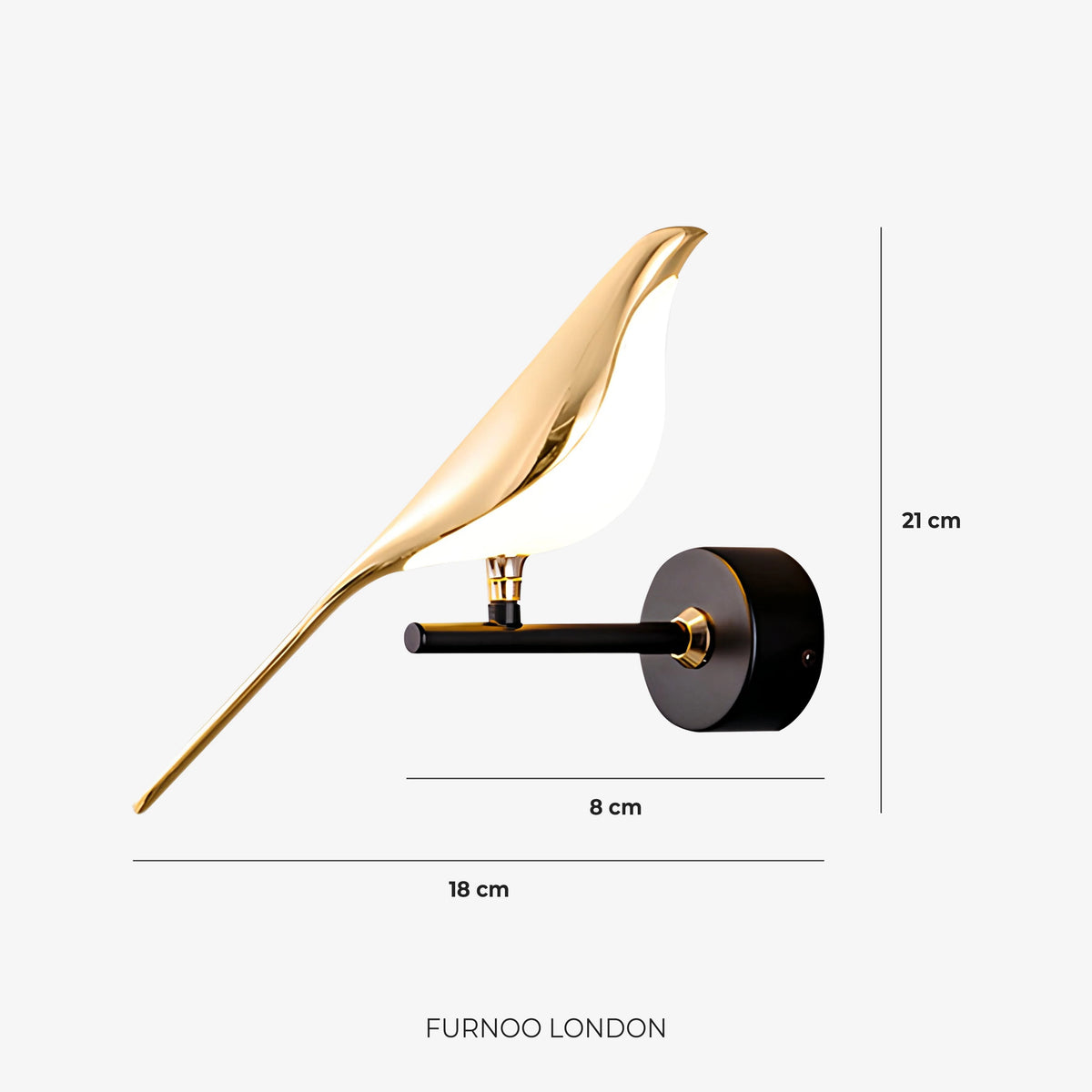 Wall Lamp Sculptural Bird Frosted Glass & Gold Finish
