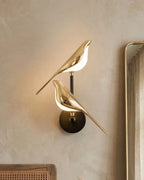 Wall Lamp Sculptural Bird Frosted Glass & Gold Finish