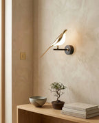 Wall Lamp Sculptural Bird Frosted Glass & Gold Finish