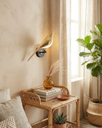 Wall Lamp Sculptural Bird Frosted Glass & Gold Finish