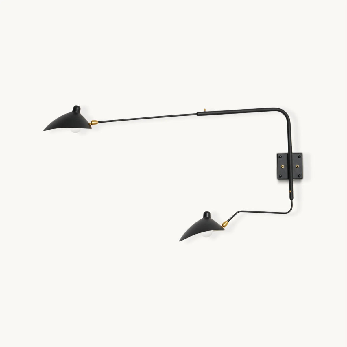 Wall Lamp Sculptural Dual Adjustable Arms Aluminum & Brass