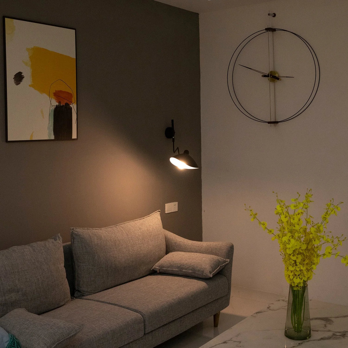 Wall Lamp Sculptural Dual Adjustable Arms Aluminum & Brass