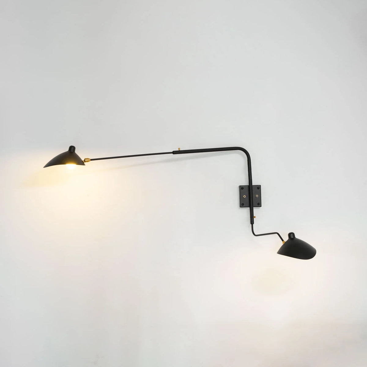 Wall Lamp Sculptural Dual Adjustable Arms Aluminum & Brass
