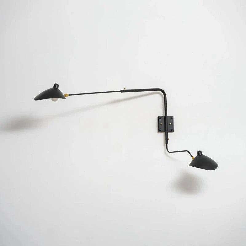 Wall Lamp Sculptural Dual Adjustable Arms Aluminum & Brass