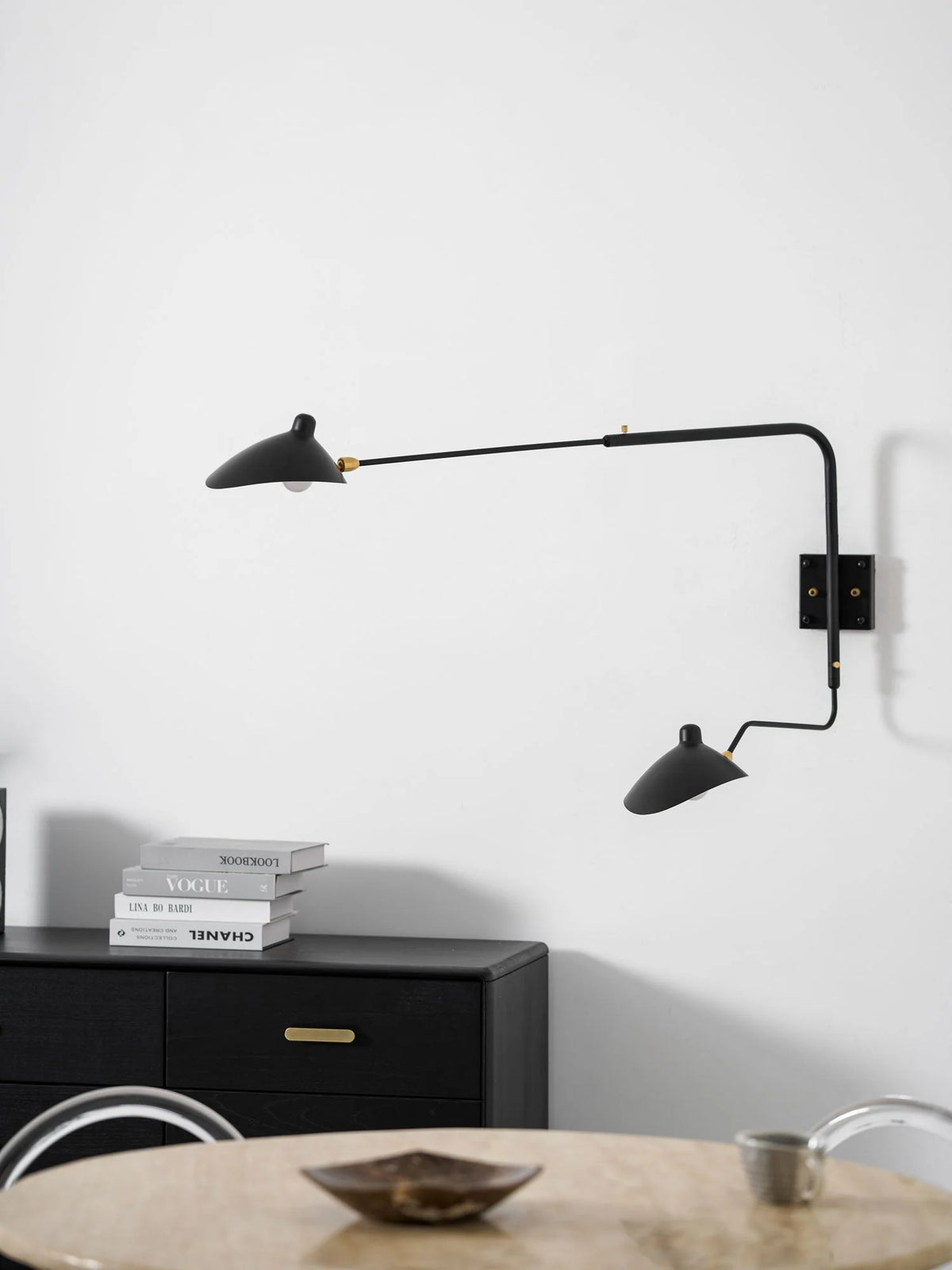 Wall Lamp Sculptural Dual Adjustable Arms Aluminum & Brass
