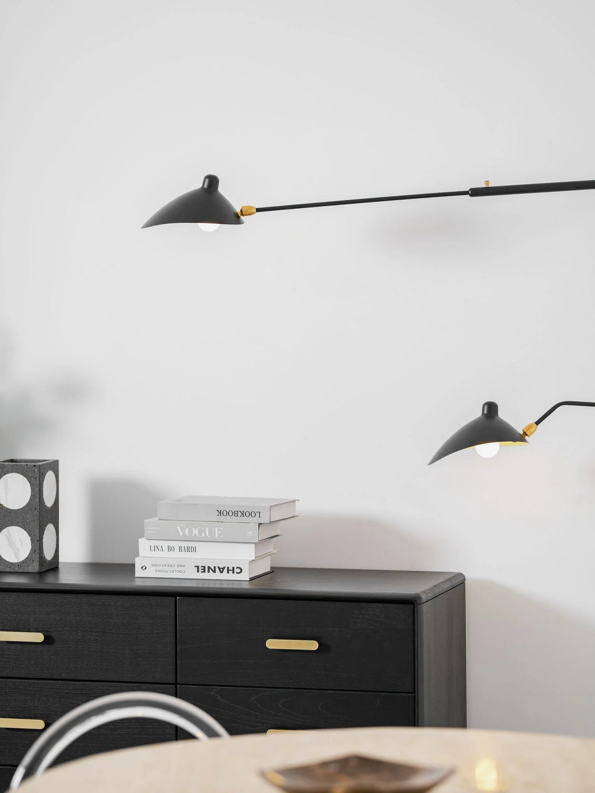 Wall Lamp Sculptural Dual Adjustable Arms Aluminum & Brass